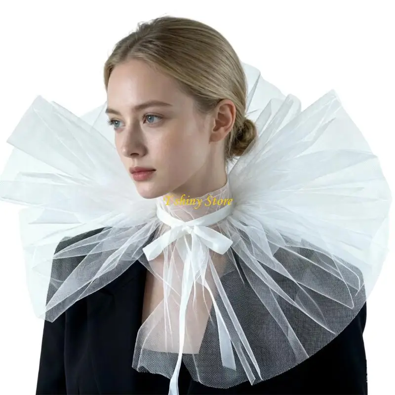 N58F Dramatic Layered Mesh Collar For Stage Performances Costume Parties And Photo