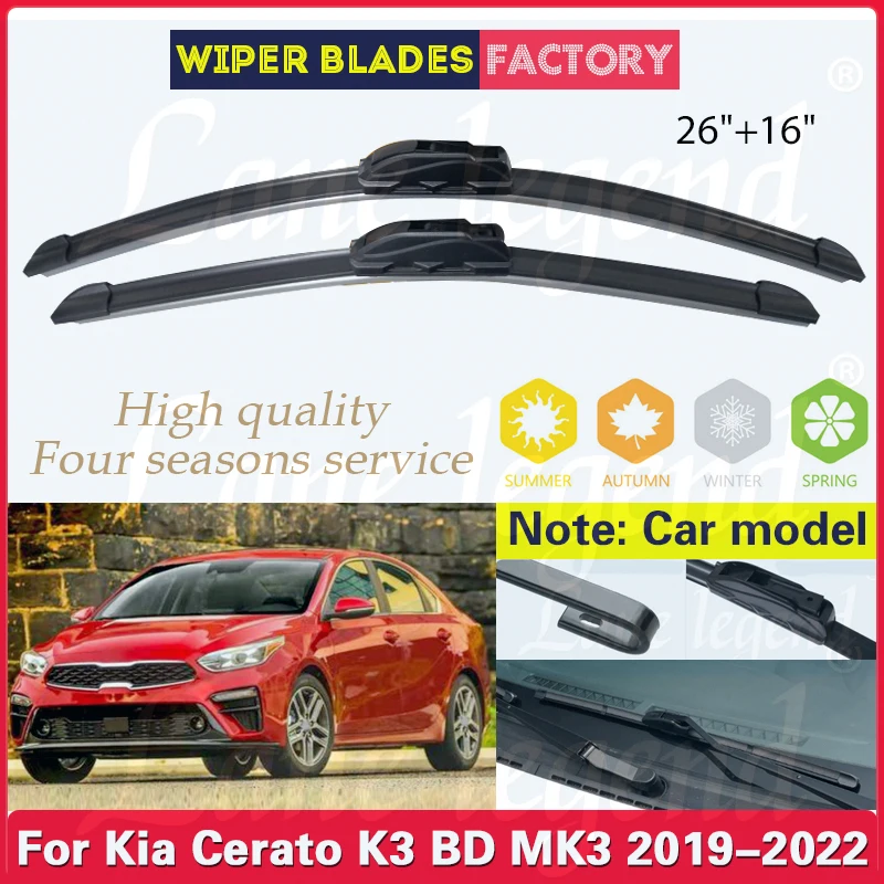 

For Kia Cerato K3 BD MK3 2019 2020 2021 2022 Sedan Front Wiper Blade Soft Rubber Windshield Windscreen Window Car Accessories