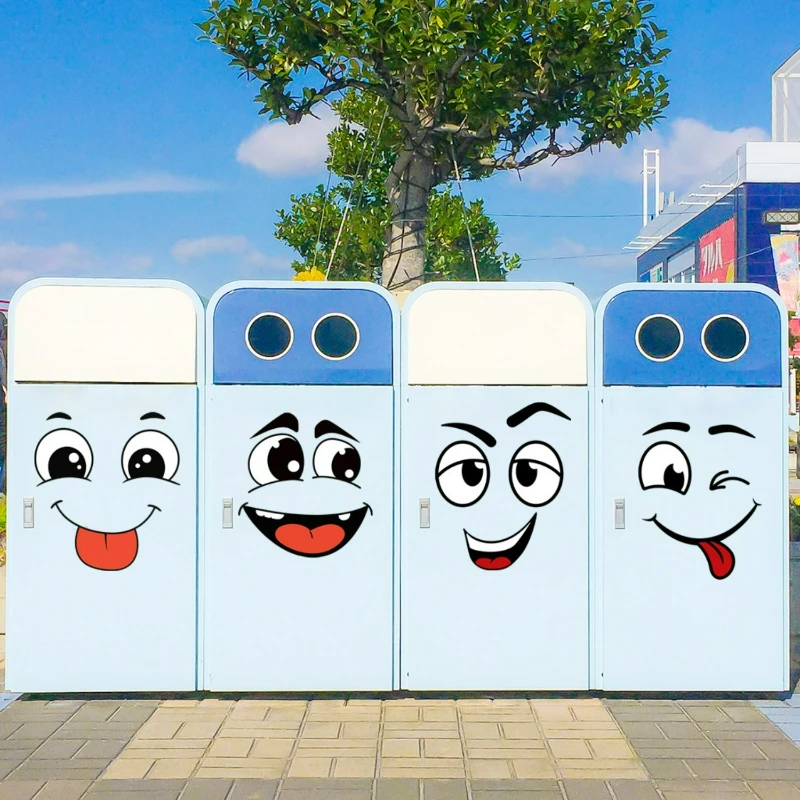 Cartoon Face Stickers - Self-Adhesive Removable Decals for Plastic & Glossy Surfaces,Fun Home Decor for Trash Cans,Walls,Toilets view 3