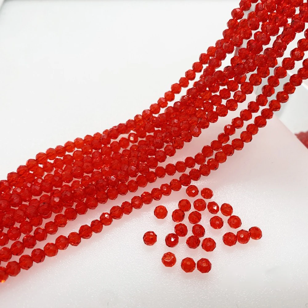 3 4 6 8mm 5Strands Red Faceted Glass Bead Crystal Bead Strand Multicolor Spacer Beads for Jewelry Beading DIY QMB5