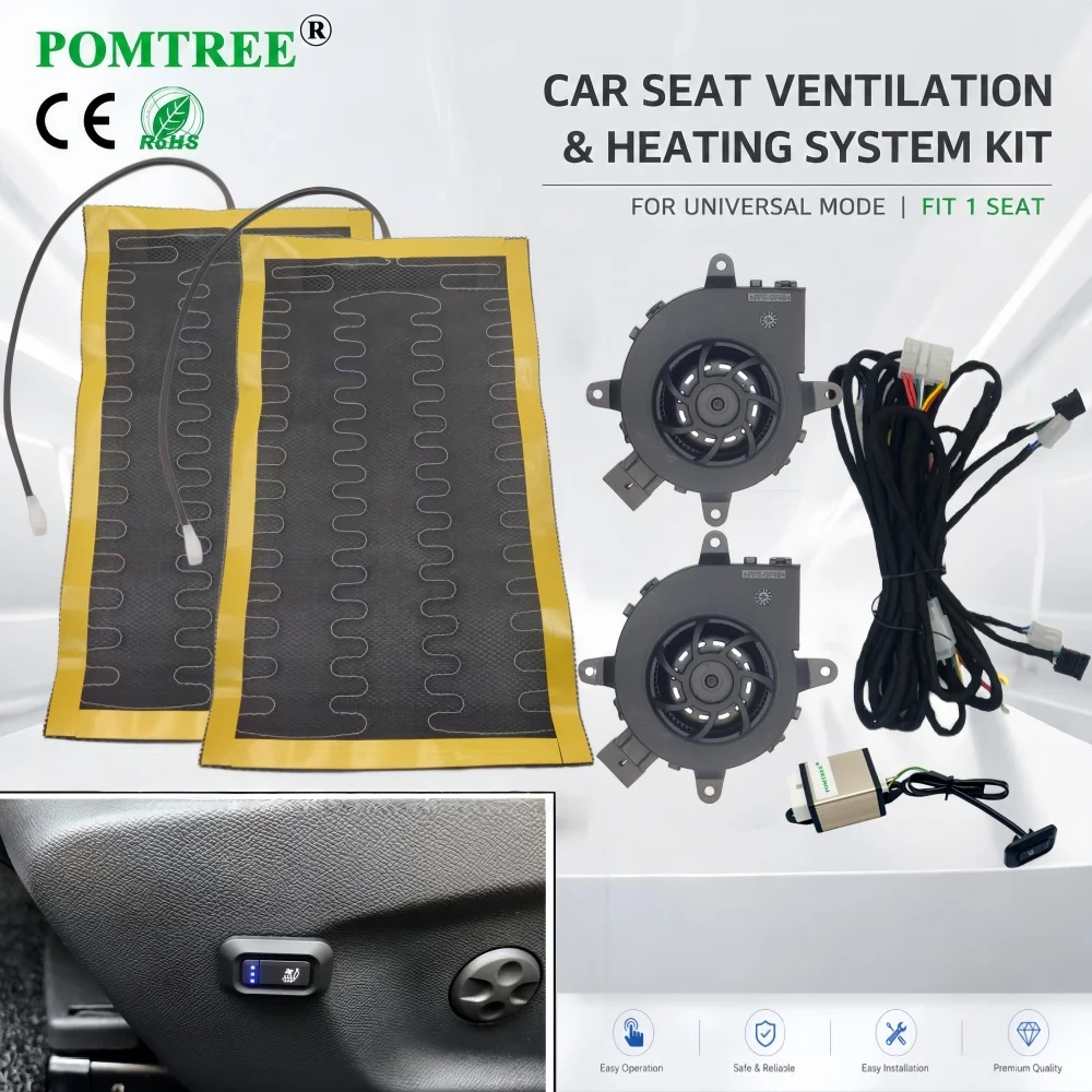 12V Built-in Car Seat Heating & Ventilation System Kit Fit 1 Seat,3-level Co Pilot Switch Fit Universal Car,For Four Seasons