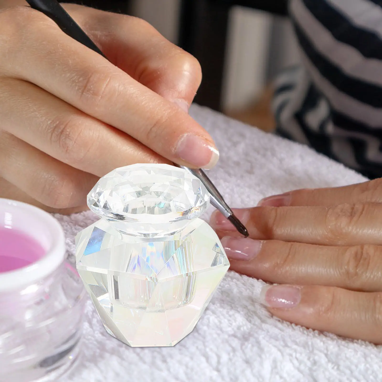 

Прозрачная стеклянная чаша для ногтей, стильный инструмент для маникюра, контейнер для мытья кистей средней вместимости, аксессуары для ногтей, органайзер для салона