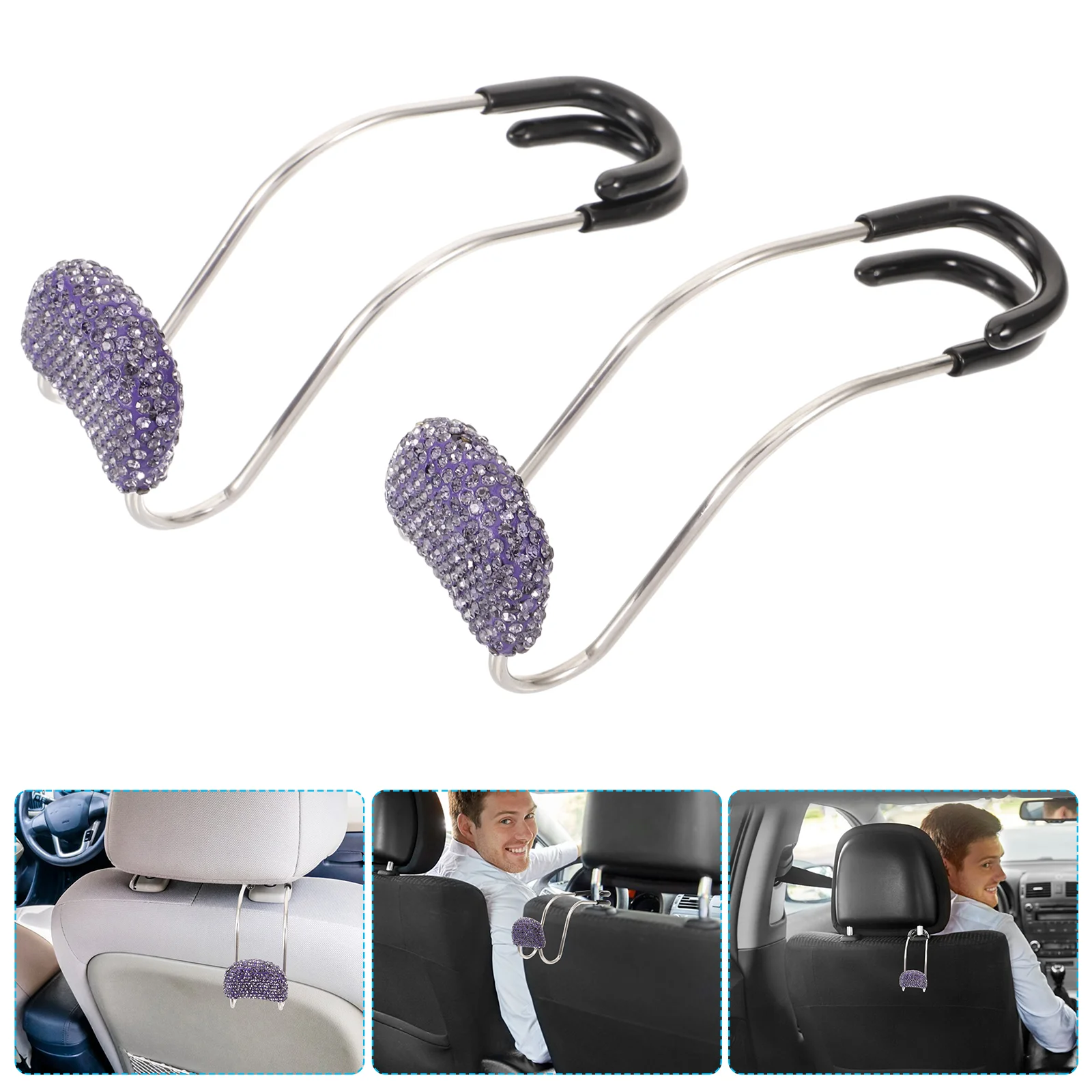 Car Seat Hooks Rhinestone Decor Hidden Headrest Purse Hanger Vehicle Storage ganization Easy Install