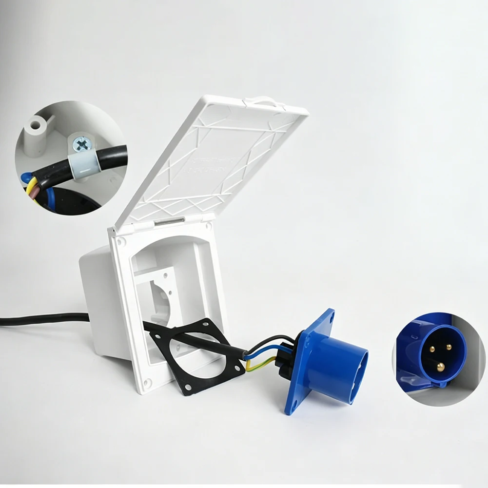 RV Trailer For Caravan 16A 220V‑250V Waterproof Power Outlet External 3Pin Replacement RV Parts & Accessories