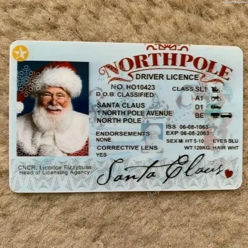 1ks santa ztraceni driver's licence karta santa licence děti DIY claus ztraceni legitimace karta událost večírek dopadnout vánoce dárky z santa