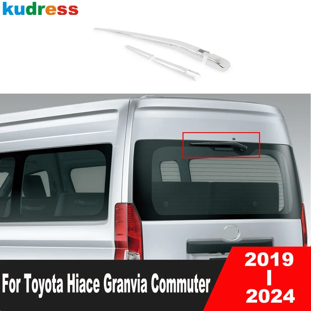 Rear Window Wiper Cover Trim For Toyota Hiace Granvia Commuter 2019-2024 Chrome Car Tail Windshield Wipers Arm Blade Accessories