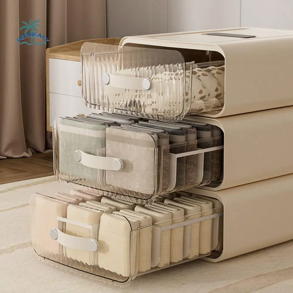

Plastic Underwear Storage Box Stackable Solid Socks Storage Drawers Household Save Space Drawer Desk Organizer