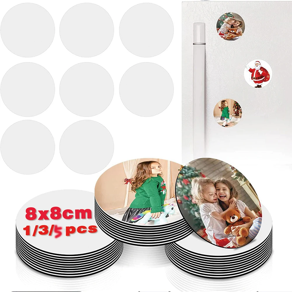 1/3/5pc round Customizable Picture Mini Fridge Ornament Refrigerator Magnet Fridge Magnet Fridge Decor Magnet Magnet Note Holder