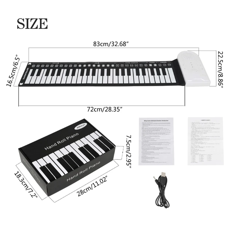 49 Key Roll Up Keyboard Foldable Electronic Piano Rechargeable Hand Roll Portable Piano for Beginner Kid Easy to Play