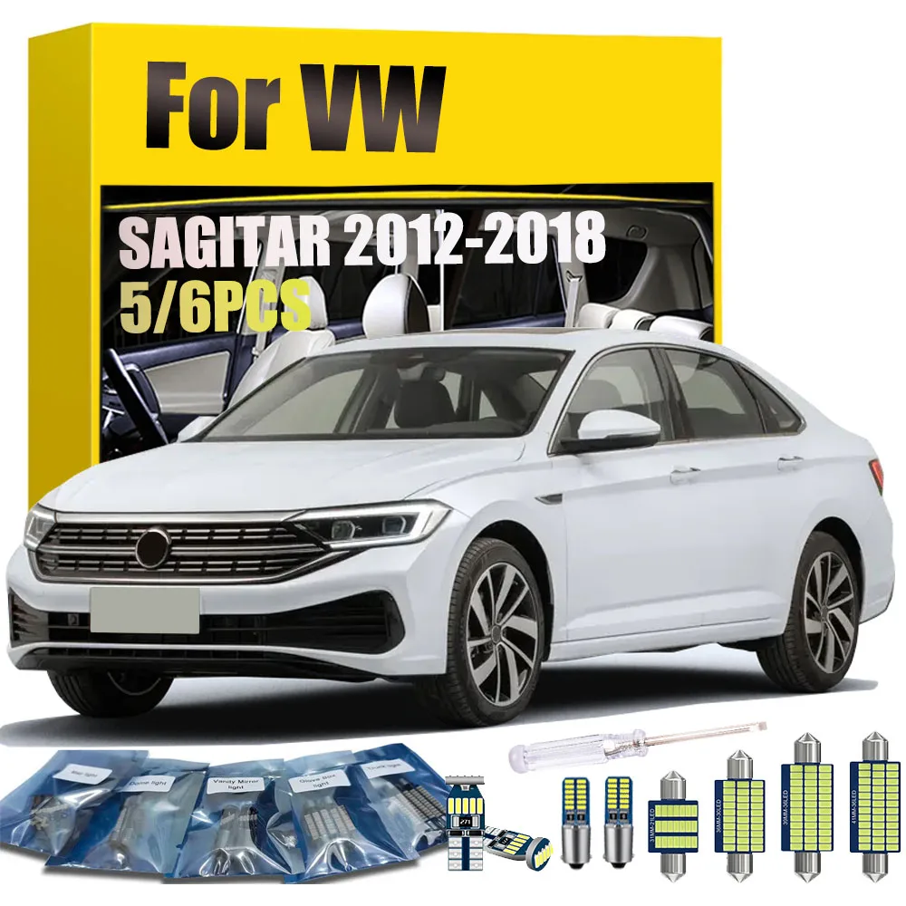 

5/6Pcs Car Interior Dome Light Bulb Kit for VOLKSWAGEN SAGITAR 2006 2007 2008 2009 2010 2011 2012 2013 2014 2015 2016 2017 2018