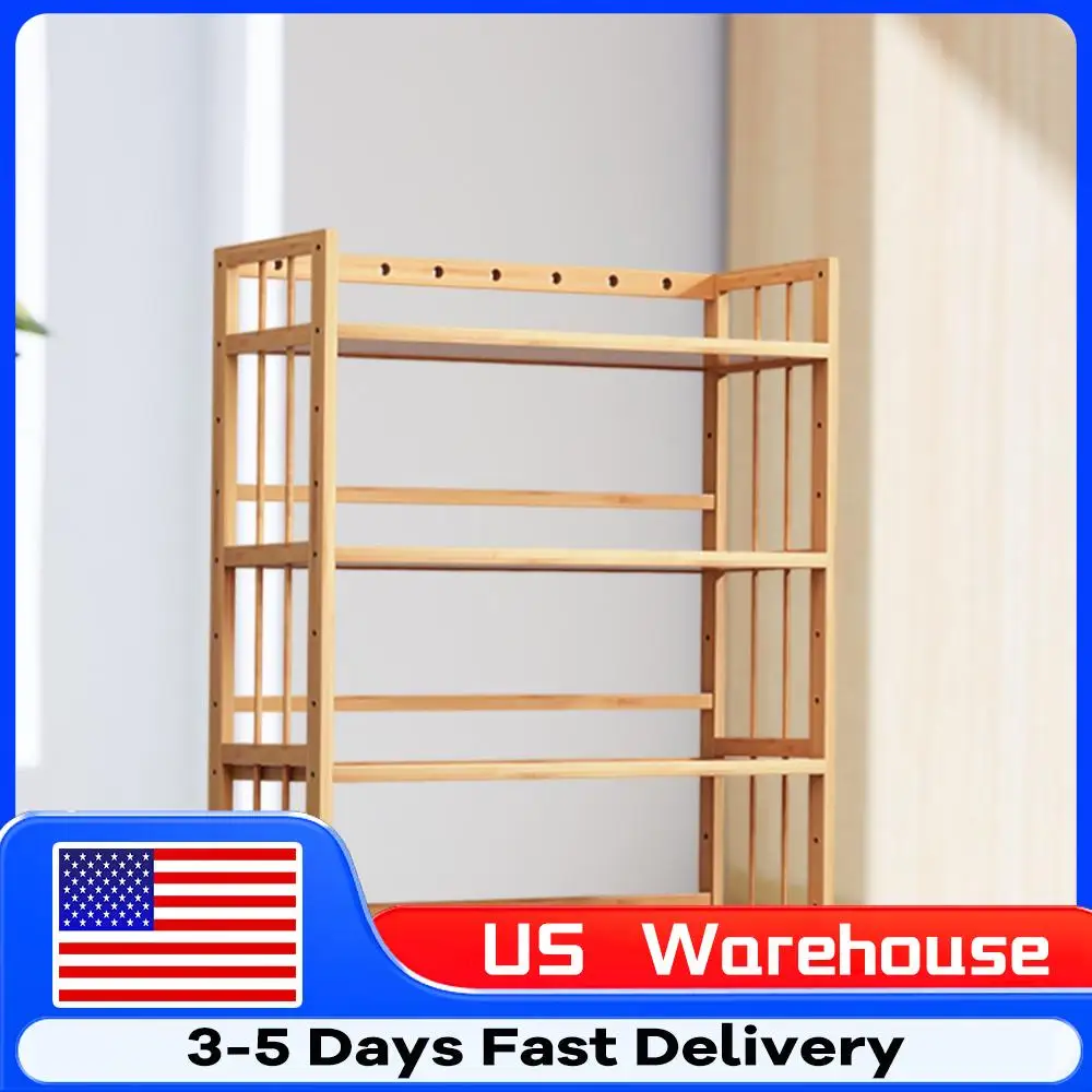 

4-Tier Storage Shelves Large Capacity Free-Standing Storage Rack Reusable Storage Display Rack for Bathroom Kitchen Living Room