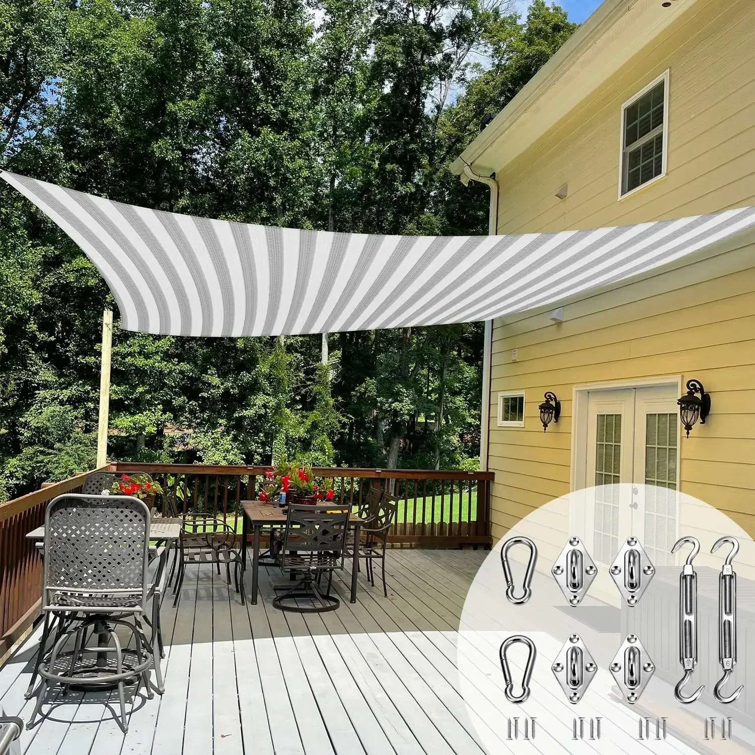 Sun Shade Sail 16' x 20' Recle Sunshades Canopy with Hardware Kit, Square Shade Cloth UV Block Outdoor Patio Cover for Backyard