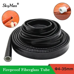 1~10m Fireproof Sleeve Silicone Resin Coated Braided Fire Retardant Fiberglass Tube High Temperature Resistant Casing Pipe