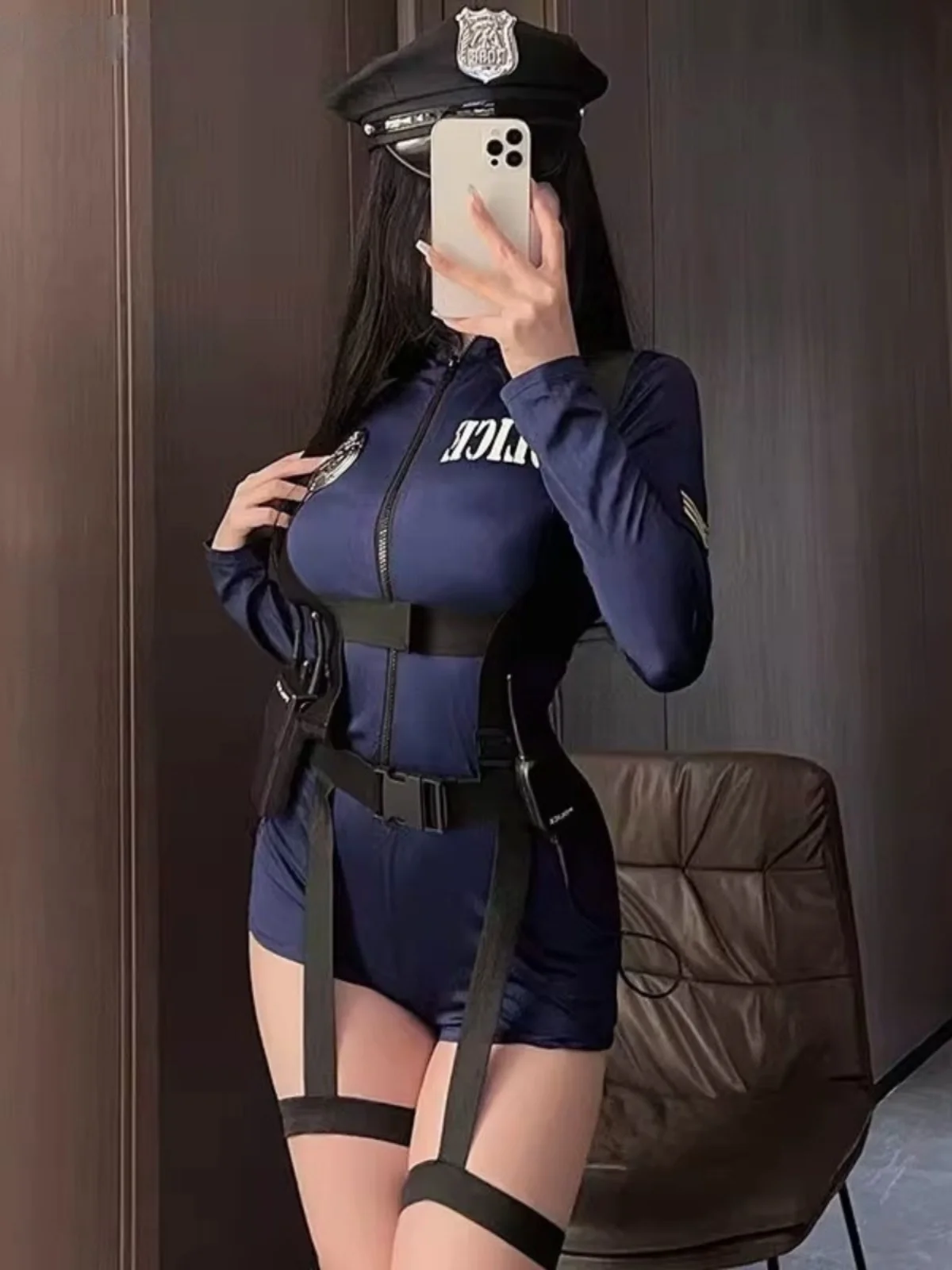 

Sexy Rabbit Police Officer loween Costume Women's High Waist Skirt Top Bot Role-plang Outfit Korean Sle Commute
