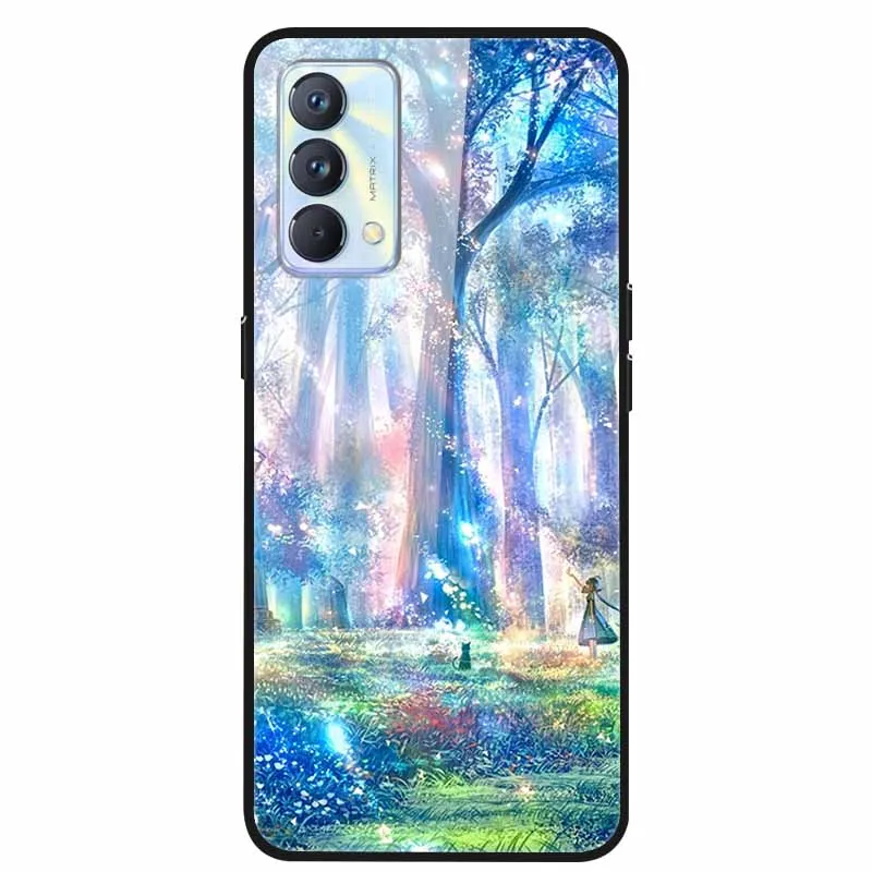 For Realme GT Master Case Cartoon Tempered Glass Back Cover Hard Case For Realme GT Master RMX3363 Capa Shockproof Funda Coque