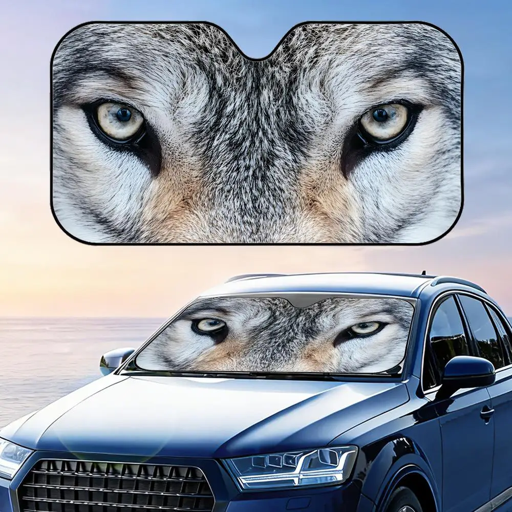 

Солнцезащитный козырек Angry Wolf Eyes, многоразовый, из алюминиевой фольги, для автомобиля, защита от УФ-излучения, теплоизоляция, накидка на лобовое стекло
