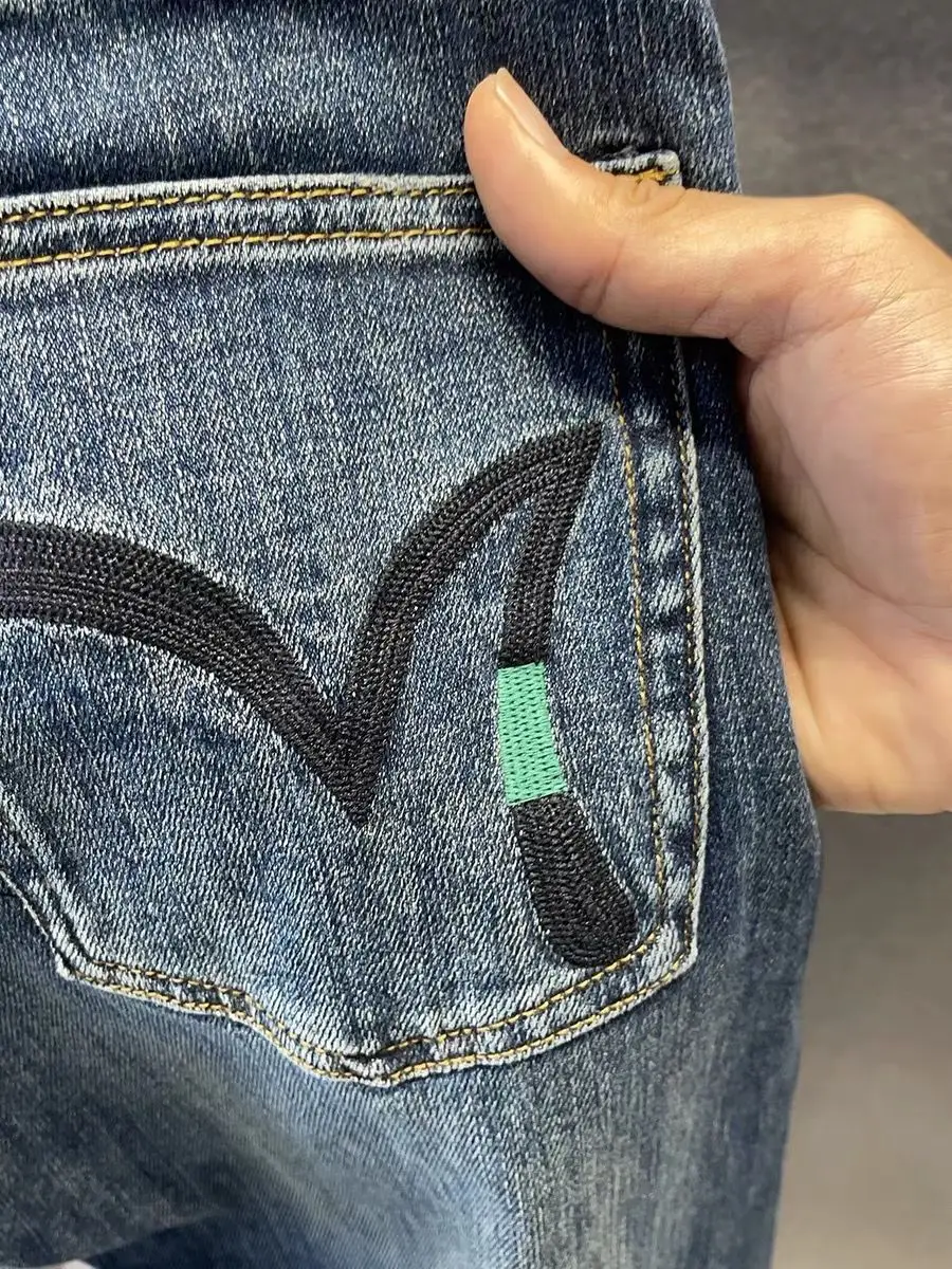 Menswear Clothing Retro Jeans Men's Spring and Summer 2025 New High-end Embroidered Trousers Small Straight Feet Slim Trend Men