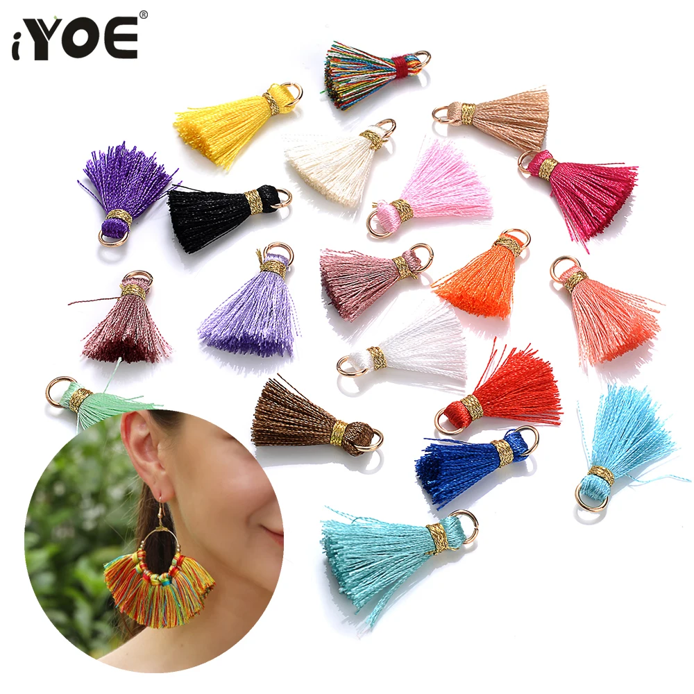 iYOE 30pcs 2cm Multicolor Cotton Tassels Sewing Curtain Trim Fringe Accessories Mini Tassel For DIY Keychain Earring