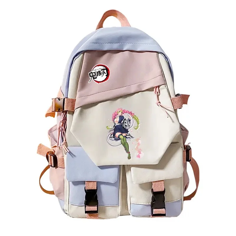 

Demon Slayer Kanroji Mitsuri Cartoon Backpack Teenarges Schoolbag Children Fashion Splicing Laptop Outdoor Bags