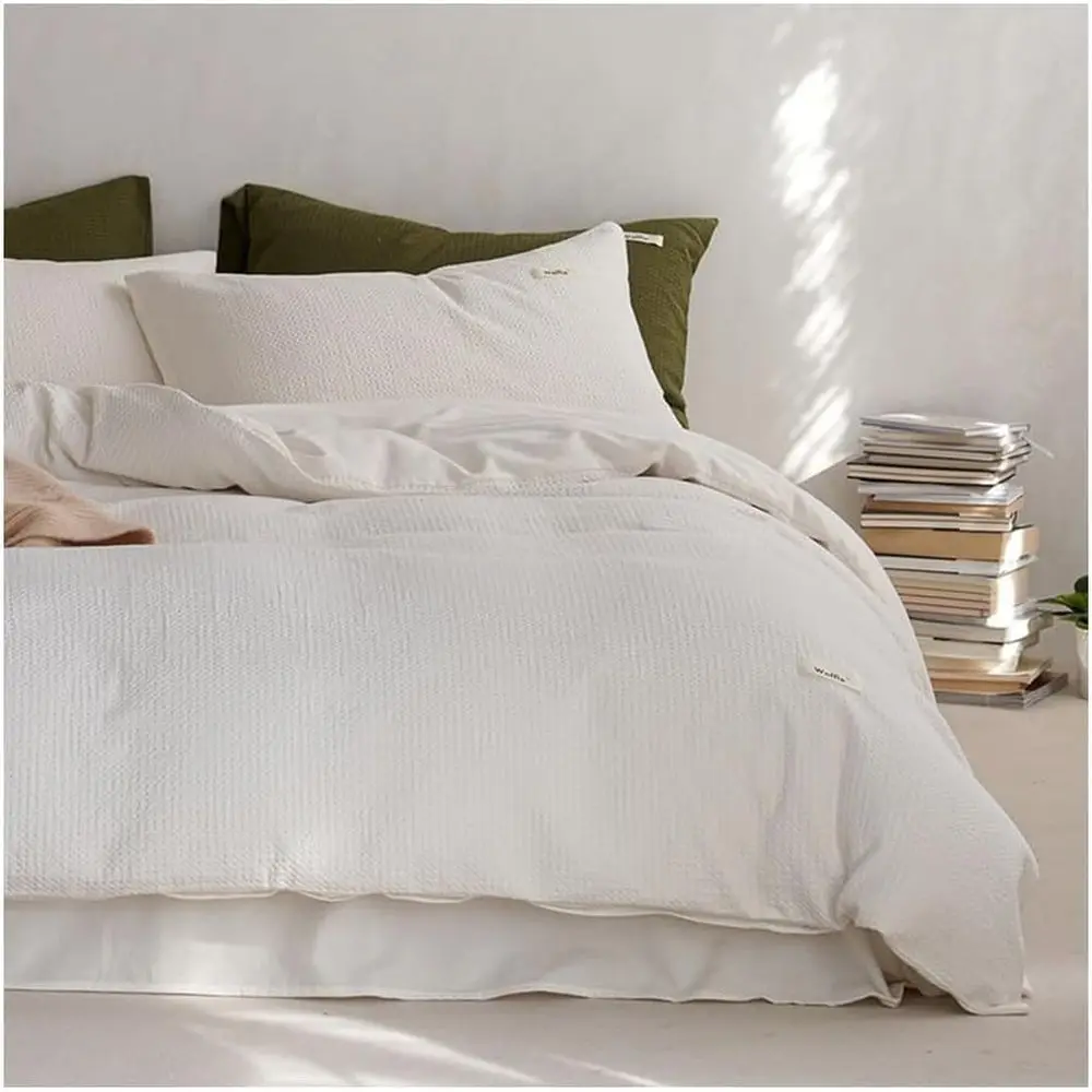 

Wale Duvet Cover Set Queen Size King Quilt Cover itted Sheet Pillow Cases or All Season Cotton Bedding Set 4 Pieces Reversible S