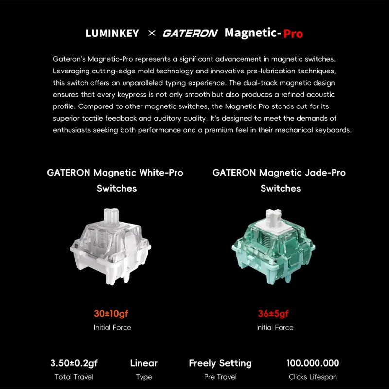 LUMINKEY Magger68 HE Customized  Magnetic Switch Gaming Keyboard CNC Aluminum Shell Gateron Hall Effect 0.01MM Rapid Trigger PC