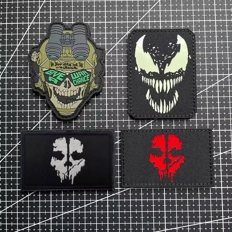 Call of Duty Shadow Morale Badge for Clothing 3D PVC Patch Luminous Ghost Mask Hook&Loop Embroidery Tactical Backpack Stickers