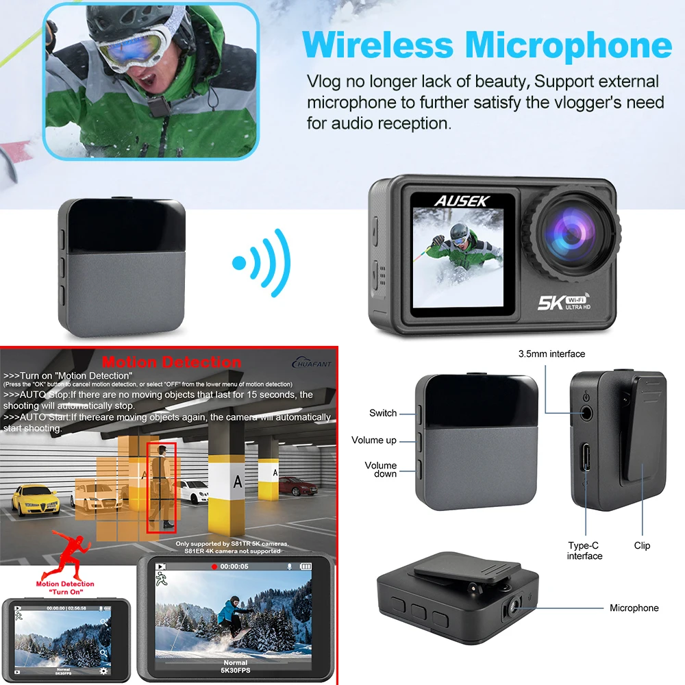 S81TRW Action Camera 5K 4K60FPS 48MP EIS DVR Webcam 2\