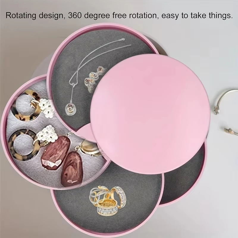 

Rotating Multi-layer Desktop Storage Box Hair Accessories Jewelry Makeup Box With Lid Dustproof Jewelry Box Jewelry Storage Box