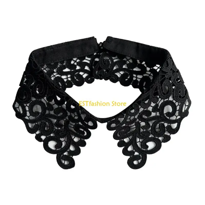 Y5GC Lace Detachable False Collar Elegant Embroidery Hollowout Design Collar Neck Decorative Accessory for Women Sweater