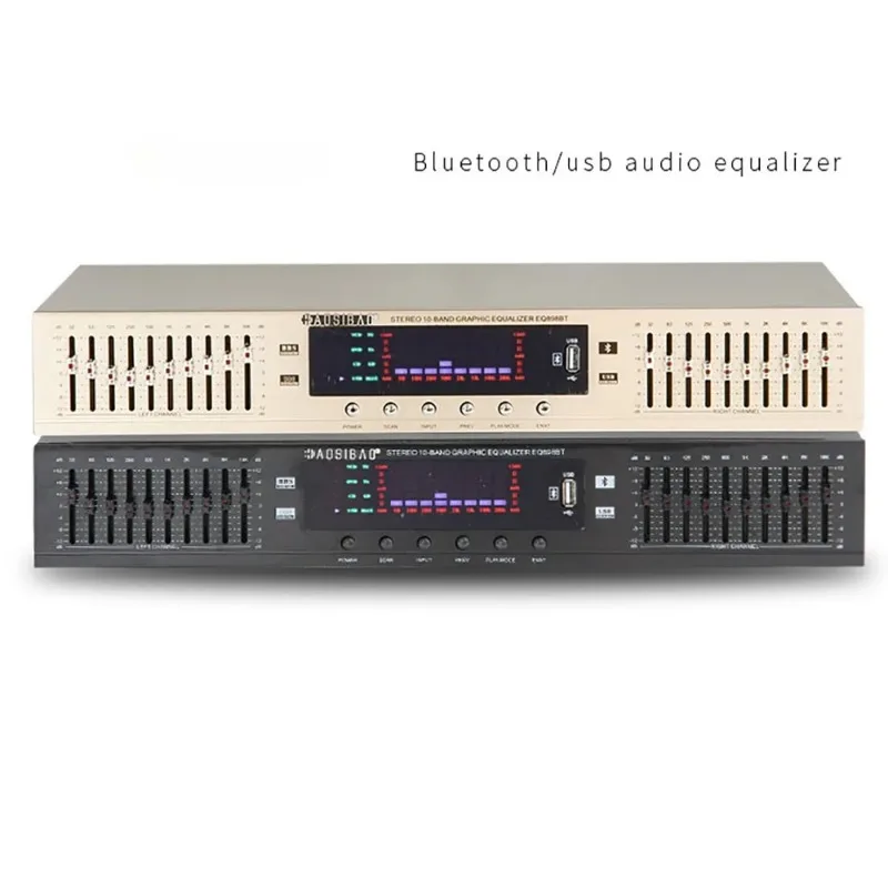 EQ-898BT HIFI Digital HD Stereo Preamplifier Equalizer Built-In USB Bluetooth Home Stage Equalizer Dual 10 Segments 220V