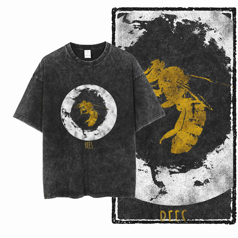 

Funny And Bee & Beekeeper Graphic Tees, Vintage Washed Black Oversized Streetwear Collection For Nature And Insect Lovers