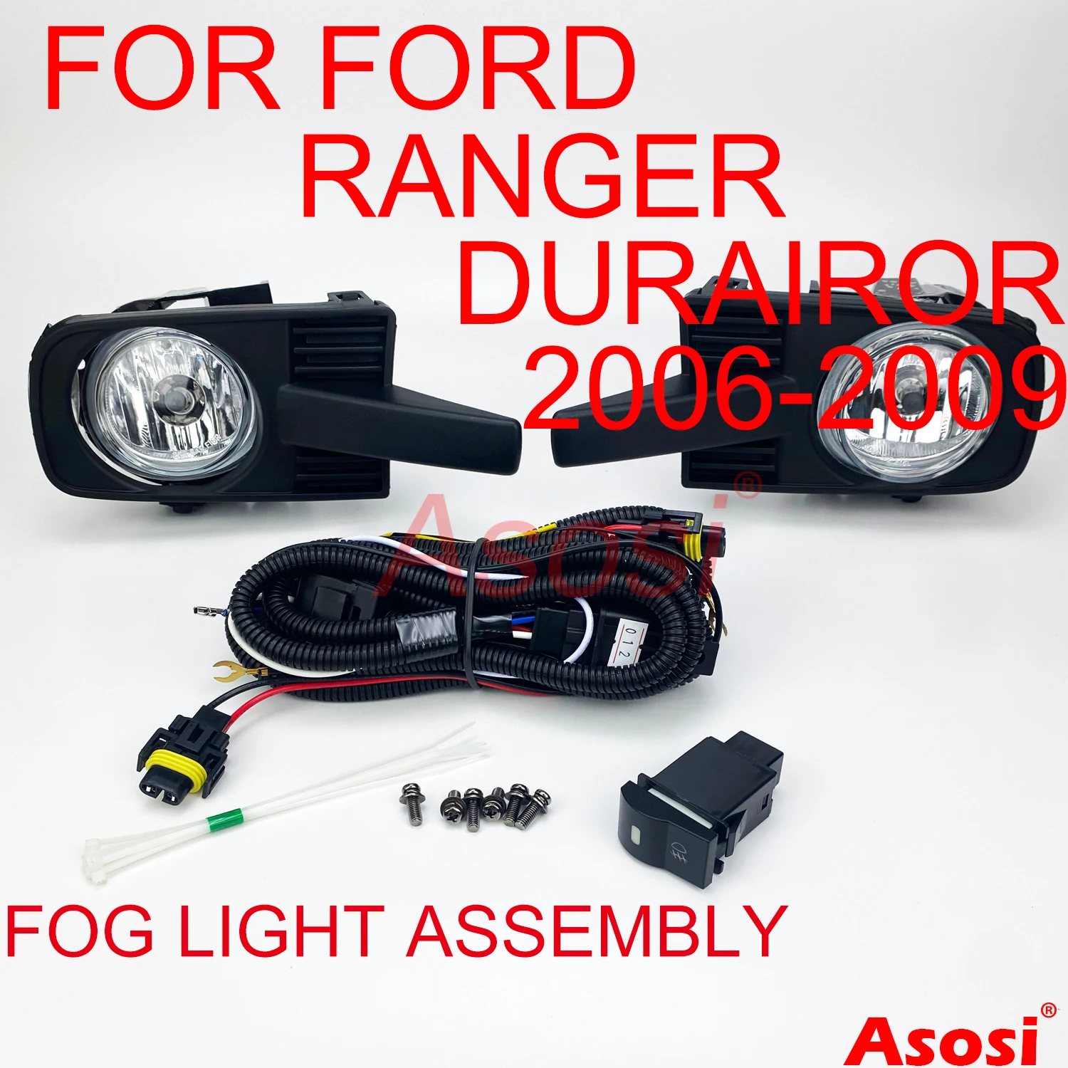 

Bumper Fog Lights Kit For Ford Ranger Durairor 2006-2009 Right + Left Side Clear Glass Lens Replace Or Upgrade