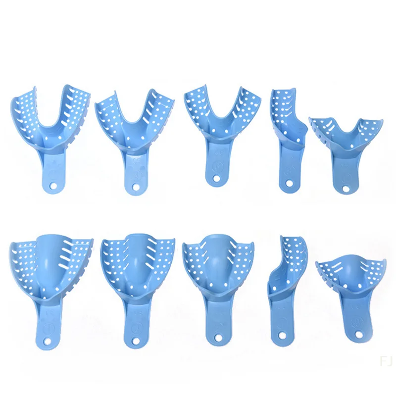 [YU]10Pcs Dental Impression Tray Impression Mesh Plastic Materials Dental Impression Trays Full-Size Green Blue Lab Tools