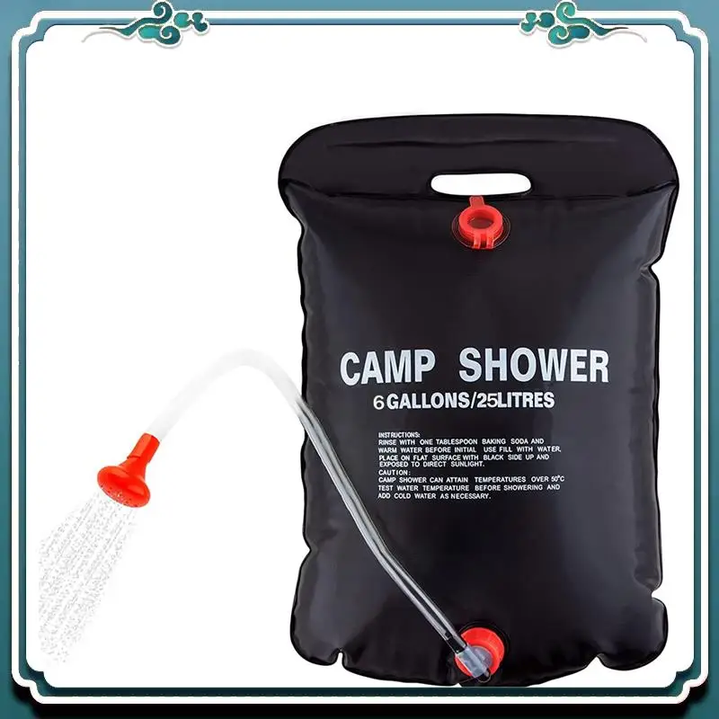 25L Camp Shower Bag Solar Energy Heated Portable Folding Outdoor Bath Bag Travel Hiking Climbing PVC Water Bag Black Eco-Friendl