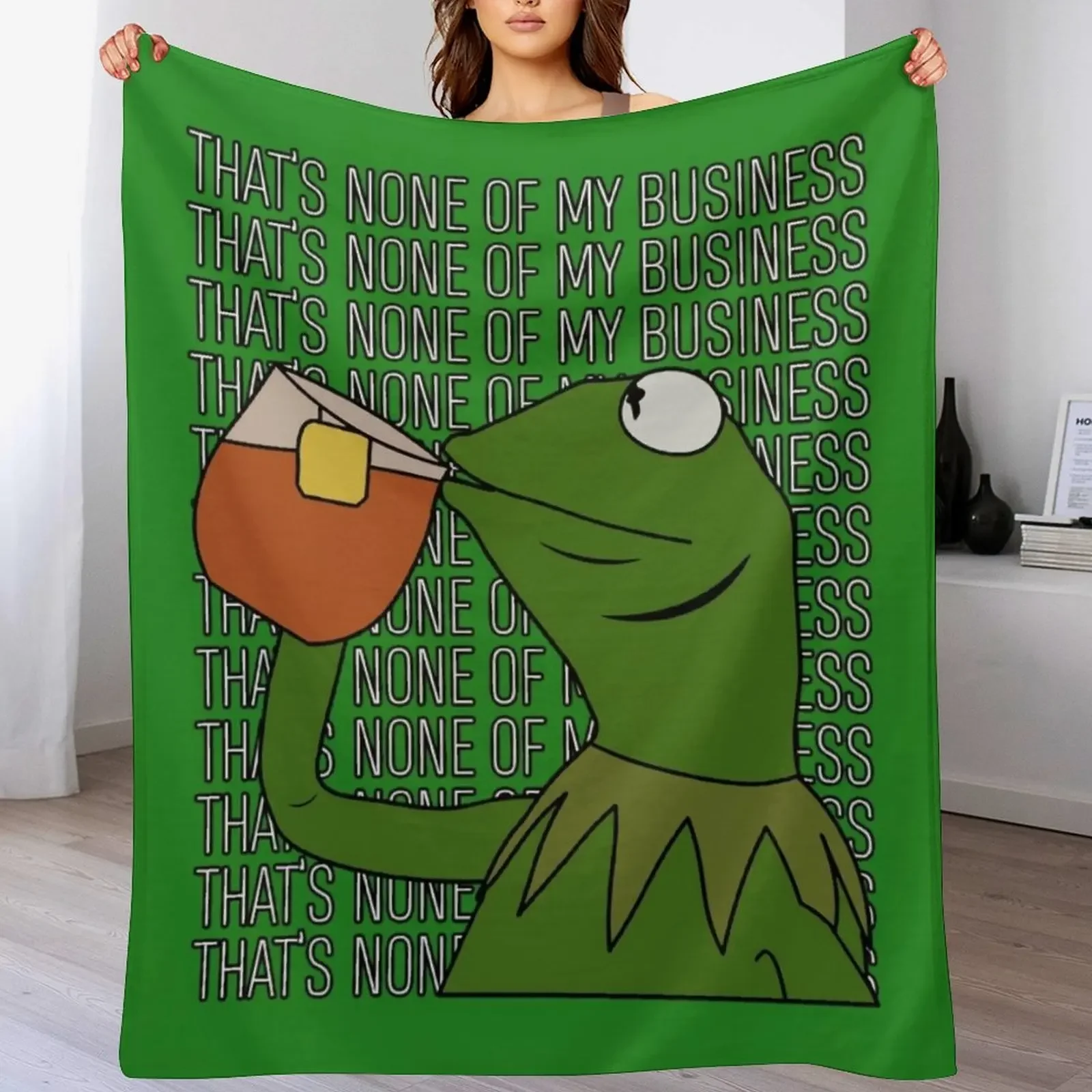 

Sipping Tea Meme King but That's None of My Business 2 Throw Blanket Soft Sherpa Fleece Warm Blanket for Winter