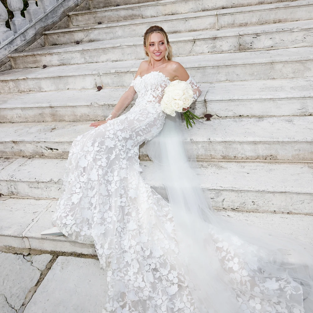 

Lace Wedding Dresses 2025 Luxury Sweetheart Mermaid Applique Detachable Sleeves Illusion Back Elegant Bride Gowns Customized