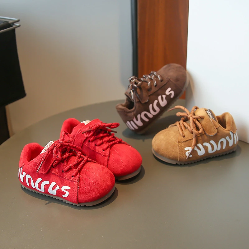

Children Sports Shoes Suede Warm Versatile Kids Casual Shoes Hook&loop 2025 Winter New Boys Girls Fashion Shoes Trendy Comfort