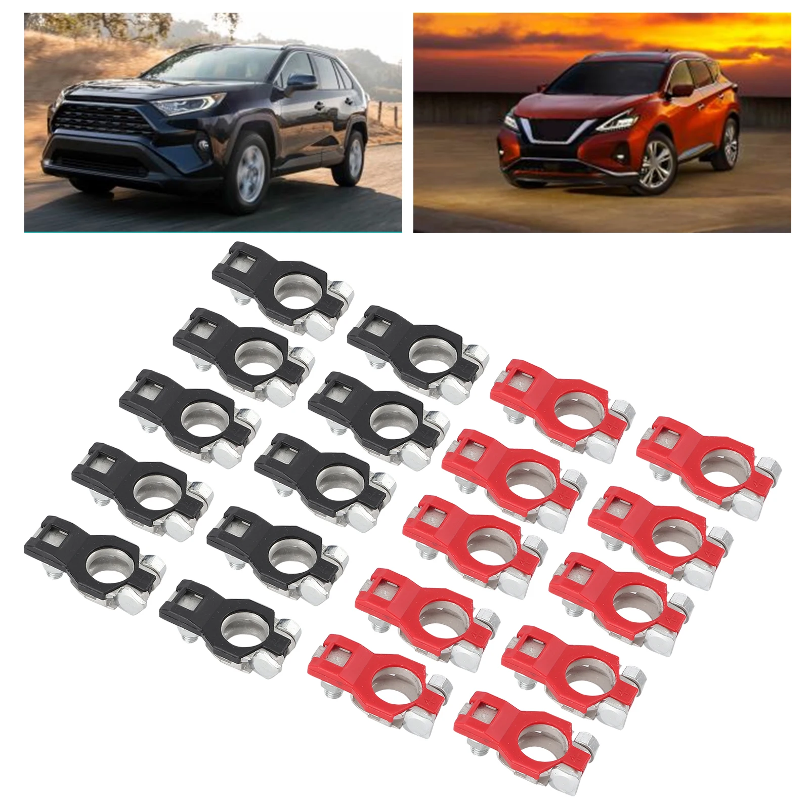 10Pair Battery Cable Terminal Clamps Connectors Set Negative Fit Positive Negative Battery Terminal