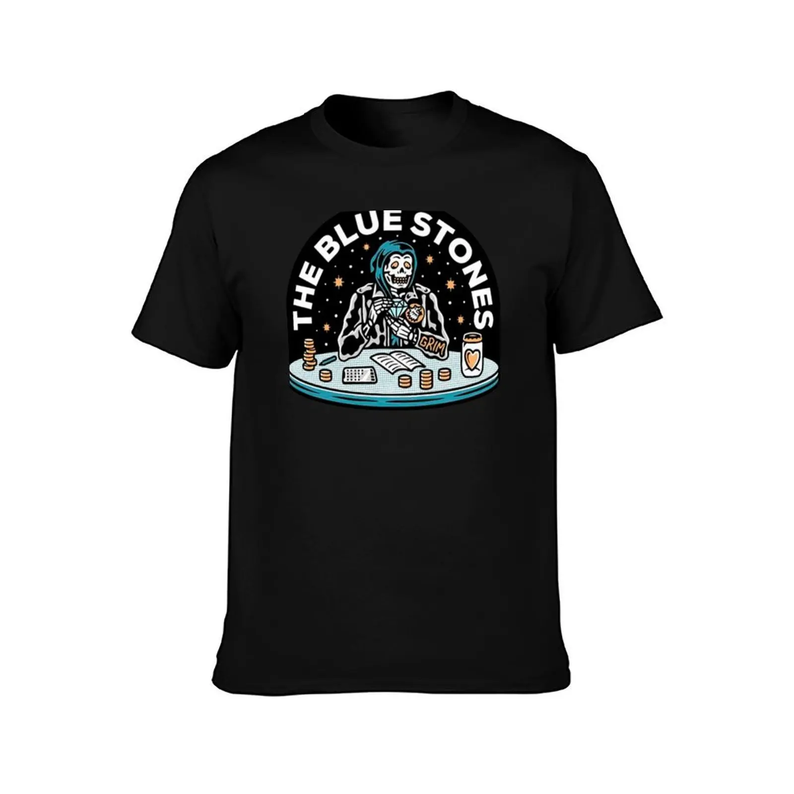 The blue stones T-Shirt, Summer Casual Cotton Tee, Oversized Streetwear Tops, Vintage Graphic Print, Loose Fit Short Sleeve