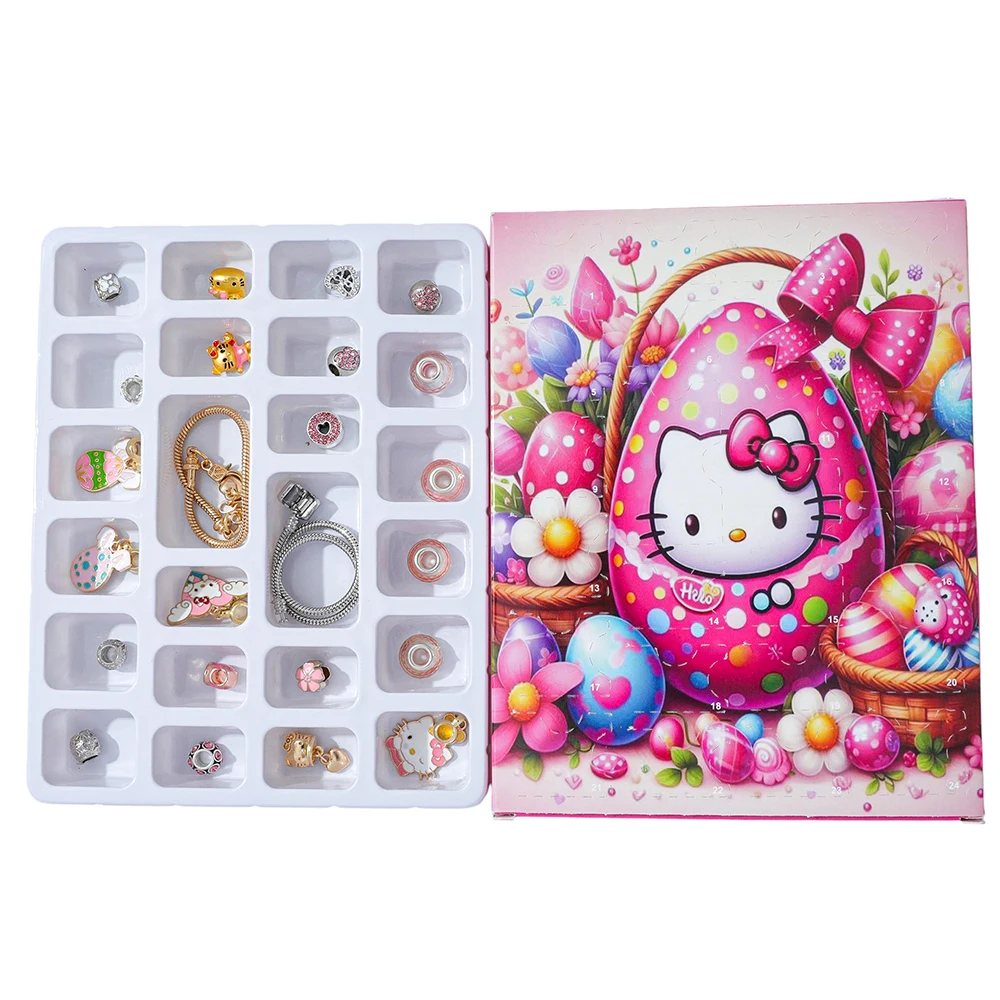 패션 산리오 헬로키티 참 피규어 달콤하고 귀여운 블라인드 박스 어드벤트 서프라이즈 DIY 펜던트 애니메이션 액세서리 장난감 친구 선물