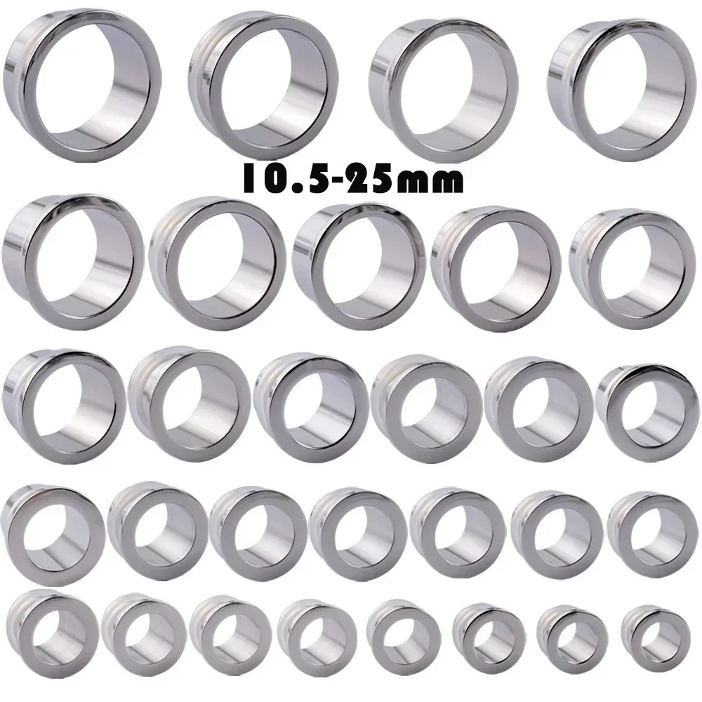 

More Sets Large Size Ear Enlargement Tool Transparent Leather Ring Stainles Steel Hollow Auricle Smooth Ear Enlargement Piercing