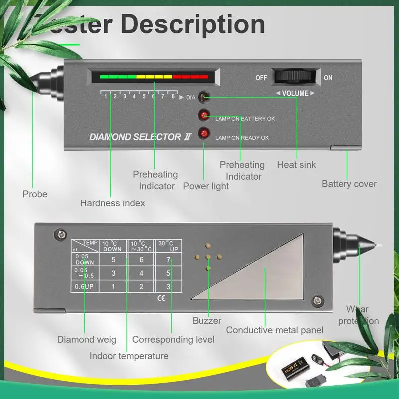 

(NEW) Diamond Tester Pen, High Accuracy Jewelry Diamond Tester+60X Mini LED Magnifying, Professional Diamond Selector