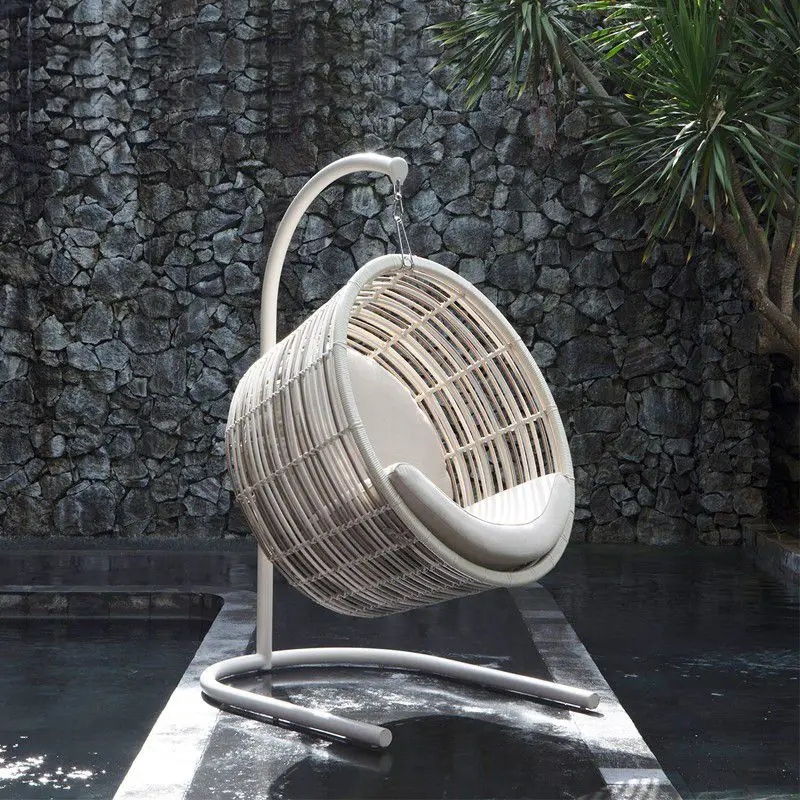 Hanging Basket Rattan Chair Rattan Internet celebrity Bird's Nest Floor-to-ceiling Interior Home Lazy Rocking Chair Balcony