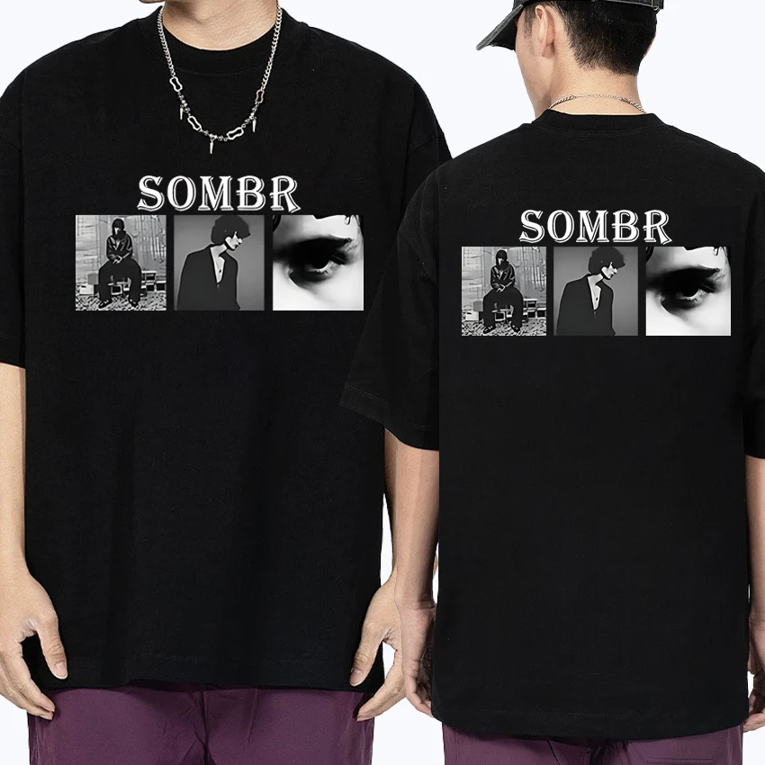 

Hot Singer Sombr 2025 world Tour Double Sided print T-Shirts Men Women vintage punk clothing Unisex Cotton short sleeve T shirt