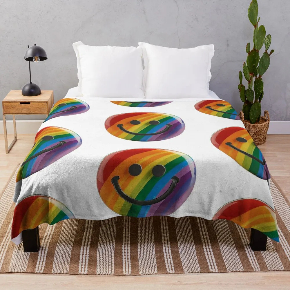 

Rainbow smile Throw Blanket Thermal Loose Blankets