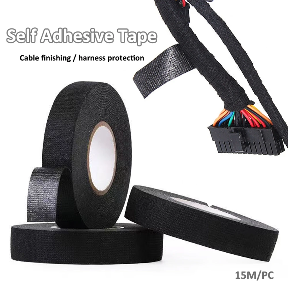 15 Meters 19mm Width Multipurpose Self Adhesive Tape Anti-creak Rattle Felt Tape Automotive Wiring Harness Tape