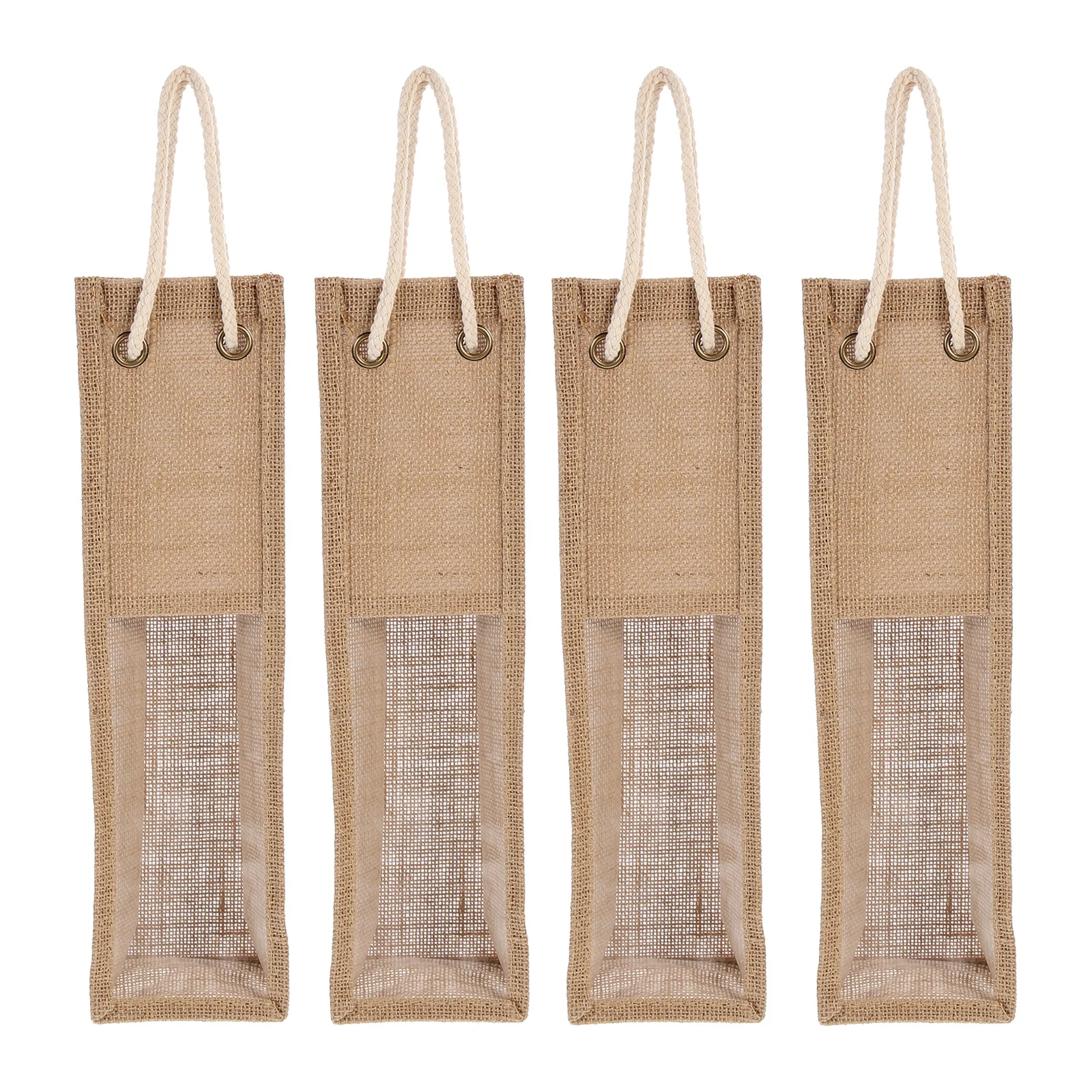 

4pcs Jute Wine Bag Burlap Bottle Holder Retro Style Gift Pouch For Wedding Christmas Party Portable Decorative Carrier