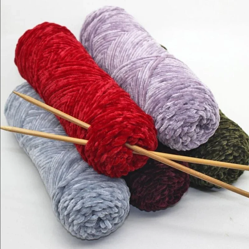 100g 110M Chenille Yarn For Knitting Velvet Texturized Knitted Crochet Yarn Soft Warm Line Threads To Knit Needlework