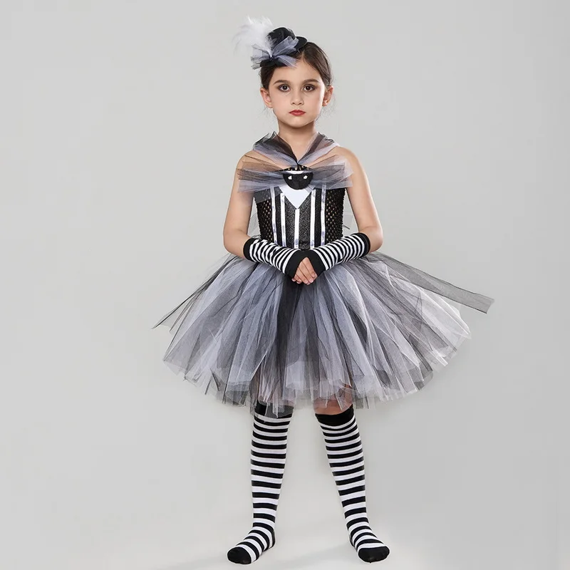 Halloween Girls Animal Costumes Cute Funny Outfit Net Yarn Tutu Dresses With Headband Kids Birthday Party Fancy Dress