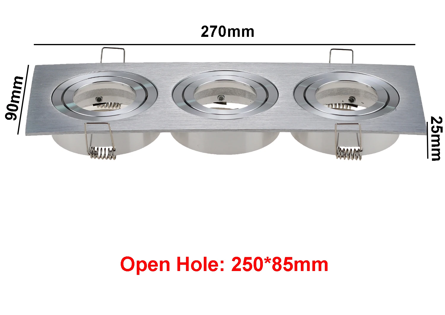 Gu10 Geslepen Gat 250*85Mm Lamp Downlights Flush Mount Licht Plafond Drievoudige Kop Aluminium Vierkante Plafondlampen